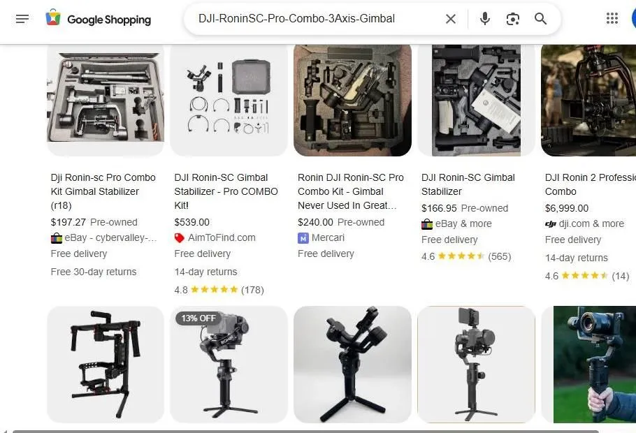 DJI Ronin SC Pro Combo Search Results