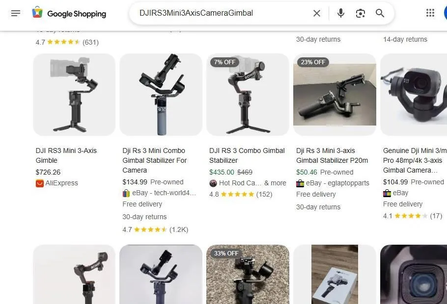 DJI RS 3 Mini Gimbal Search Results