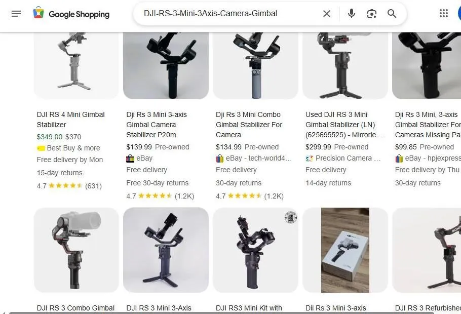 DJI RS 3 Mini Gimbal Shopping Results