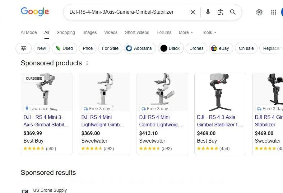 DJI RS 4 Gimbal Search Results