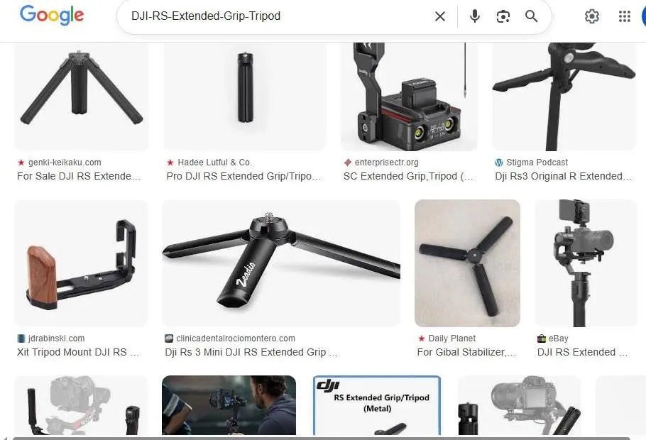 DJI RS Extended Grip and Tripod Search Results