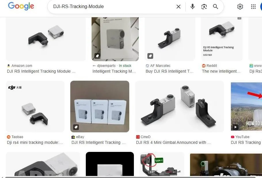 DJI RS Intelligent Tracking Module Search Results