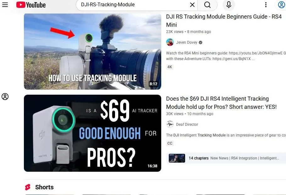 DJI RS Tracking Module Search Results