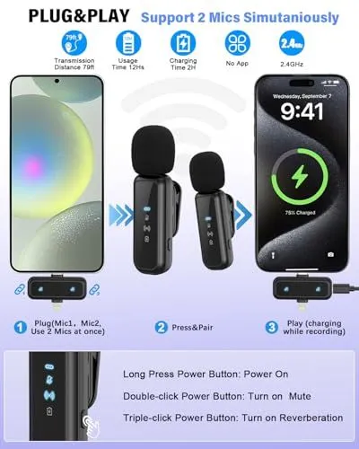 Dual Wireless Lavalier Microphone System Infographic
