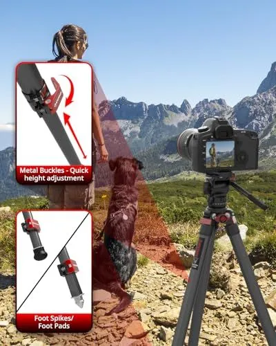 Durable Outdoor Tripod with Metal Buckles and Interchangeable Feet