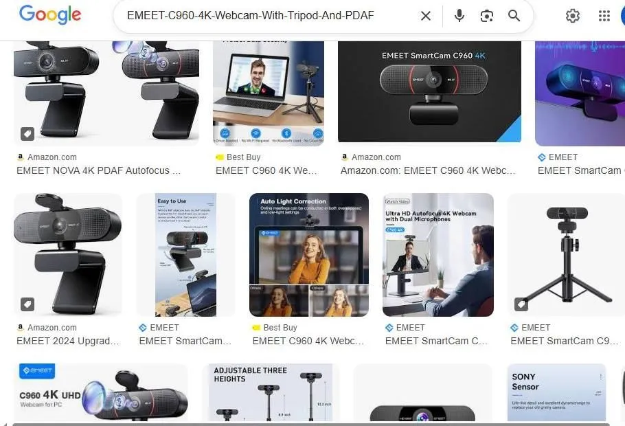 EMEET C960 4K Webcam Search Results