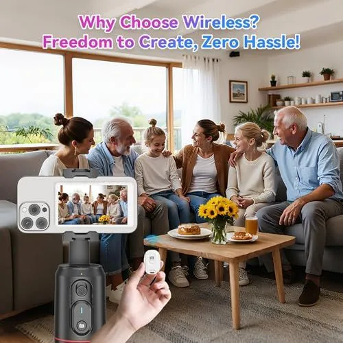 Family Group Photo With Wireless Smartphone Gimbal Remote