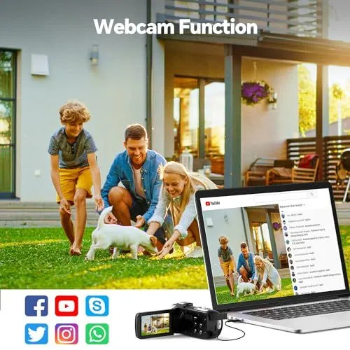 Family Using Webcam Function with Camcorder