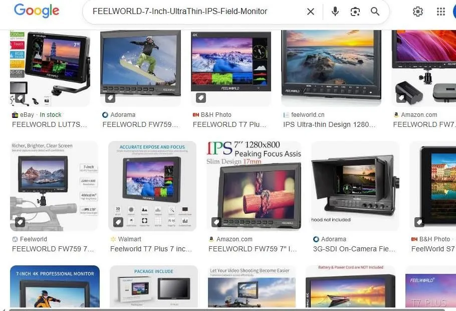 FEELWORLD 7 Inch Ultra Thin IPS Field Monitor Google Search Results