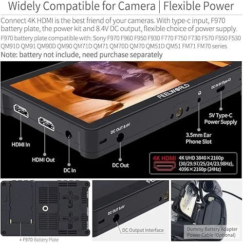 FEELWORLD Camera Monitor Technical Specifications and Connectivity Features