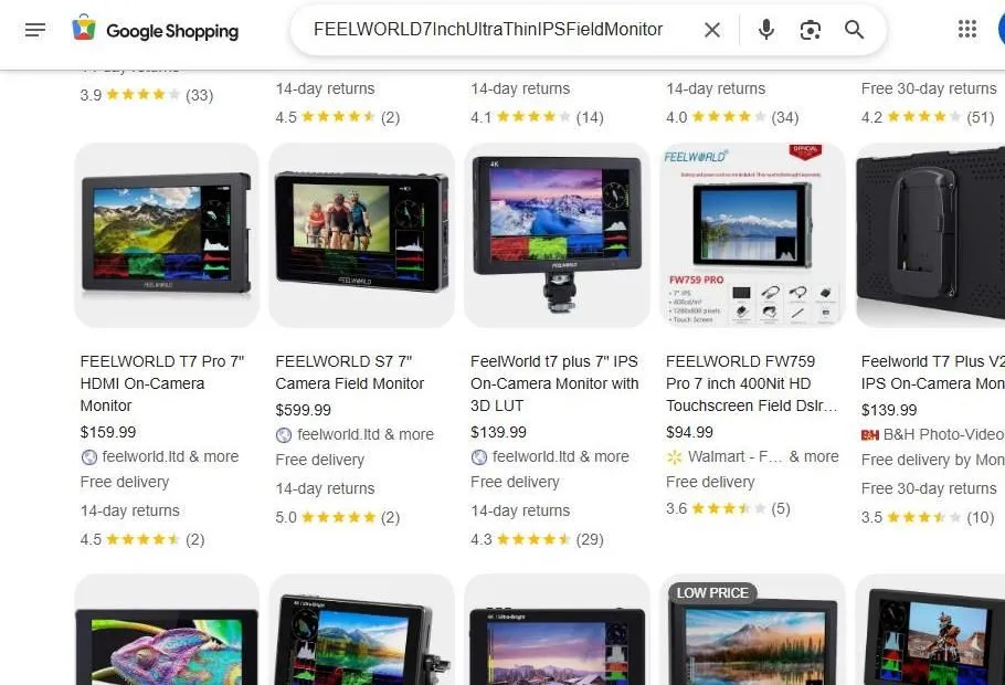 FEELWORLD Camera Monitors on Google Shopping