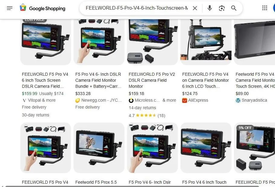 FEELWORLD F5 Pro V4 Search Results