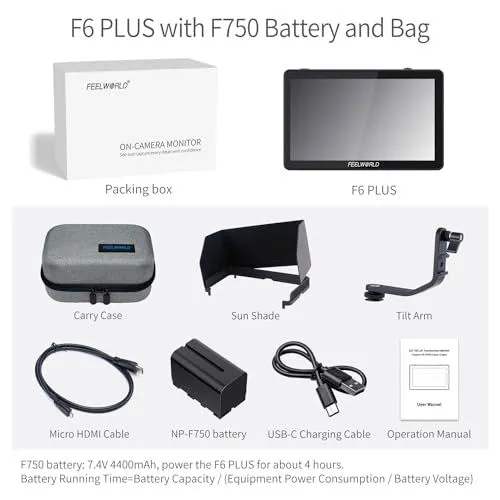 FeelWorld F6 PLUS Monitor Bundle Components