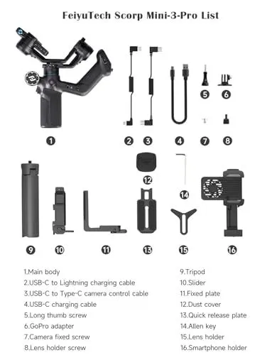 FeiyuTech Scorp Mini-3-Pro Accessory Checklist