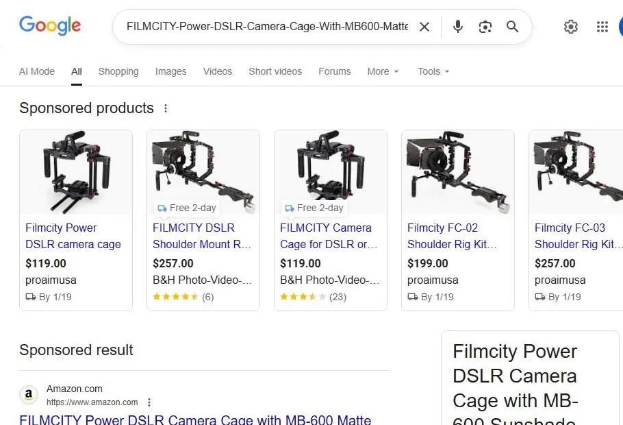 Filmcity Power DSLR Camera Cage Search Results