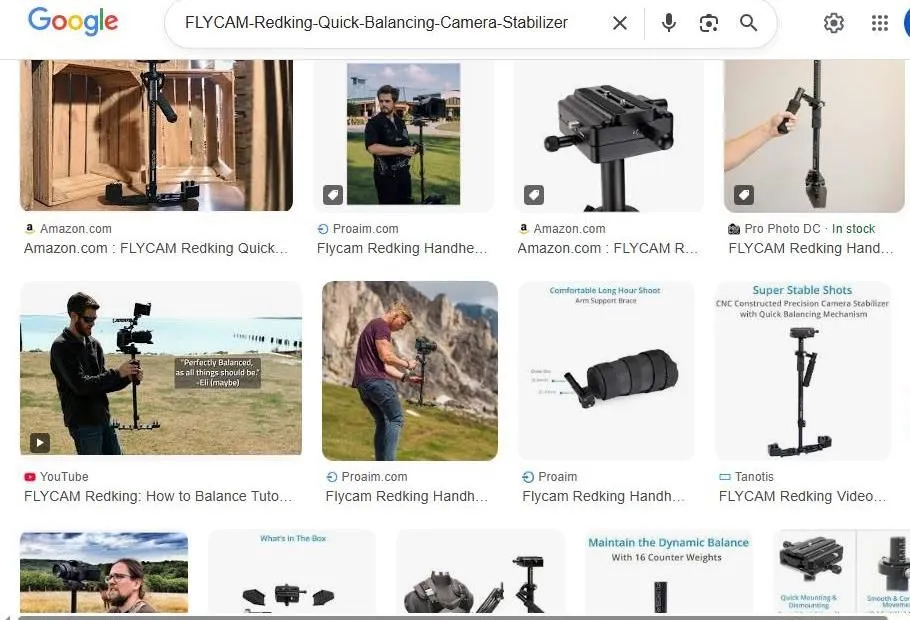 FLYCAM Redking Quick Balancing Camera Stabilizer Search Results