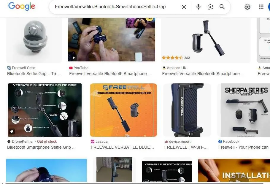 Freewell Versatile Bluetooth Smartphone Selfie Grip Search Results