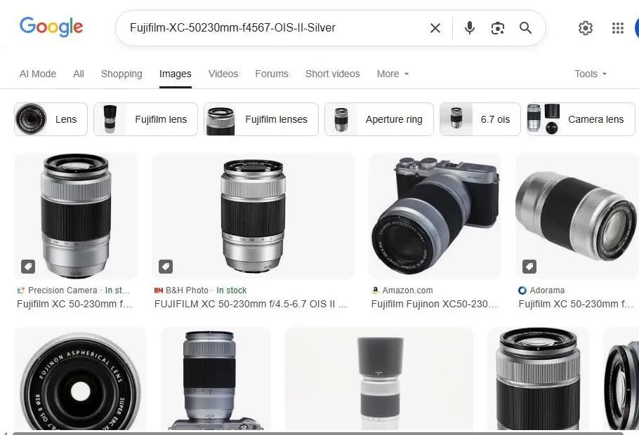 Fujifilm XC 50-230mm f4.5-6.7 OIS II Silver Lens Search Results