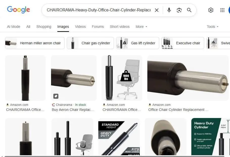 Google Image Search results for a heavy duty office chair cylinder replacement