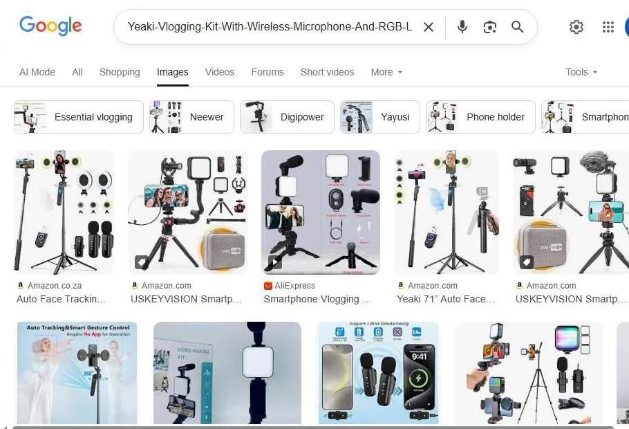 Google Image search results for a Yeaki vlogging kit