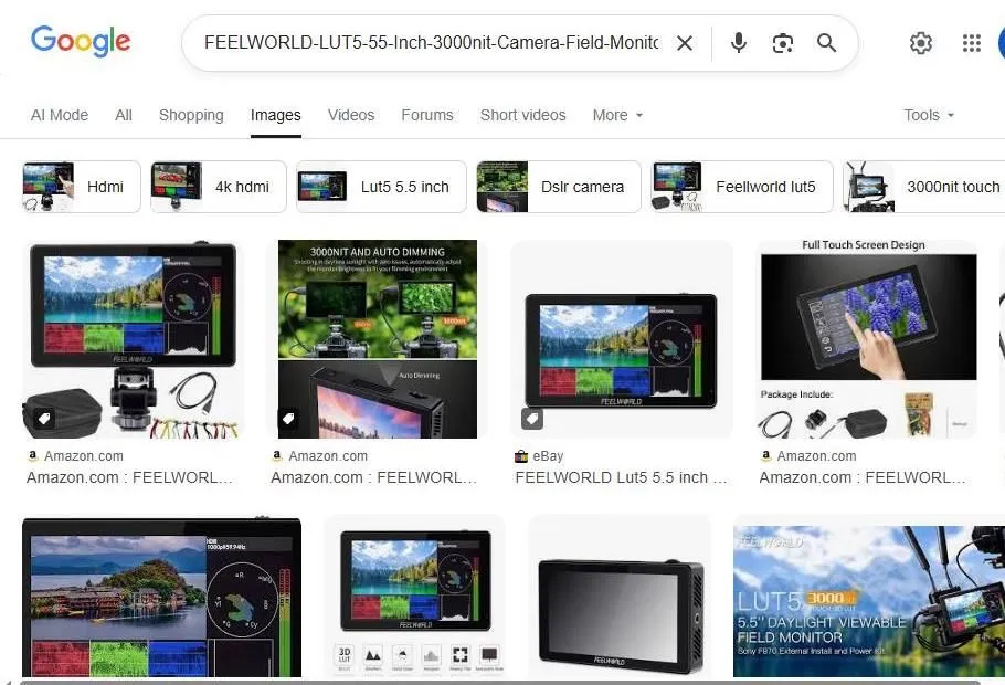 Google Image Search Results for Feelworld LUT5 Camera Monitor