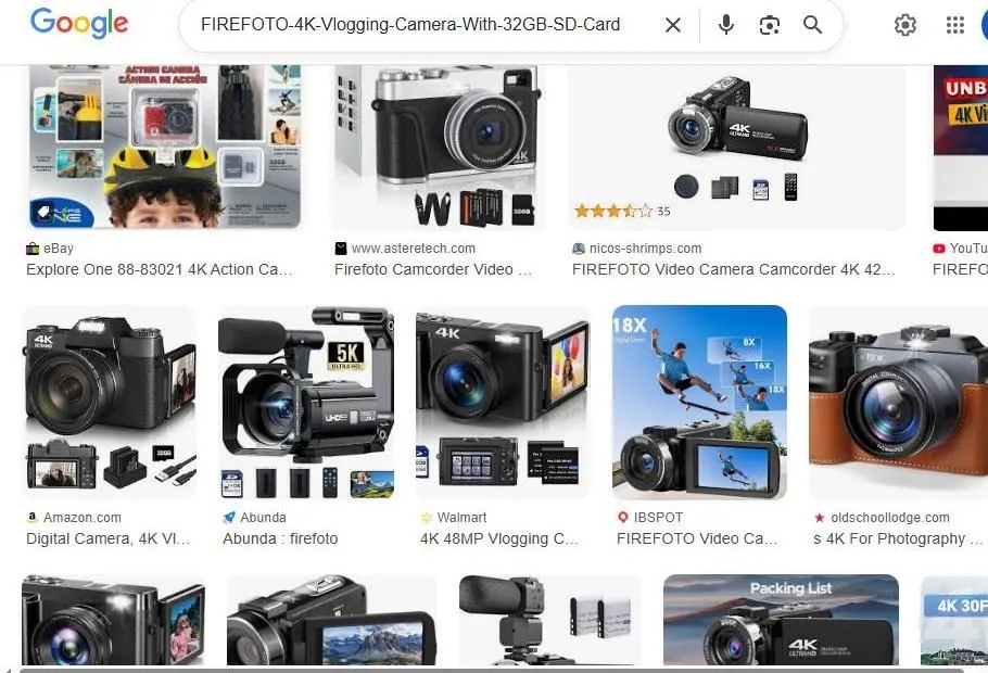 Google Image Search results for Firefoto 4K vlogging cameras