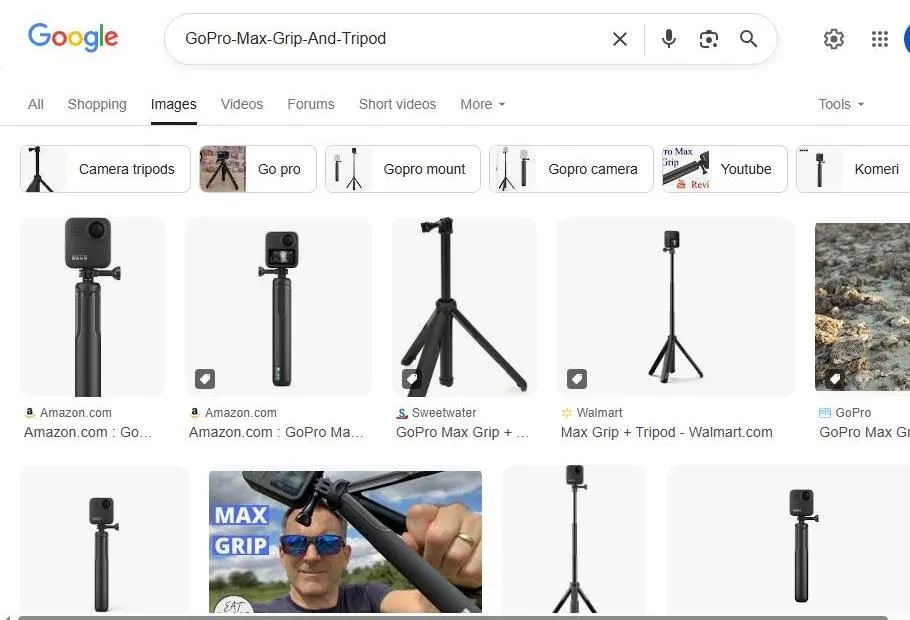 Google Image Search Results for GoPro Max Grip and Tripod