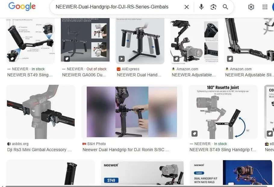 Google Image Search Results for Neewer Dual Handgrip for DJI RS Series Gimbals