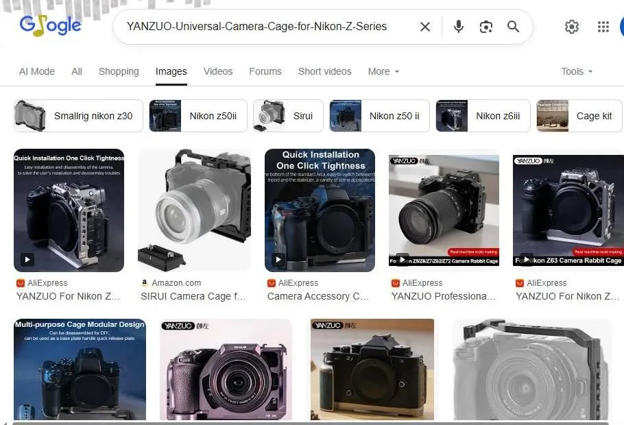 Google Image Search Results for YANZUO Nikon Z Series Camera Cages