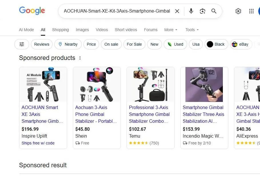 Google Search Results for AOCHUAN Smart XE Gimbal