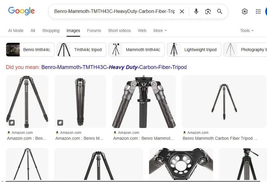 Google Search Results for Benro Mammoth TMTH43C Tripod