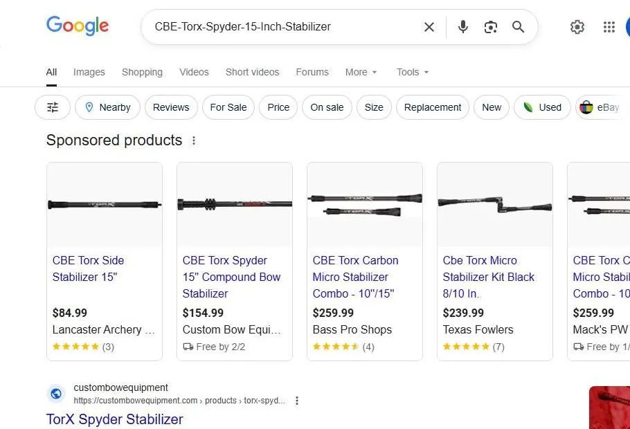 Google Search Results for CBE Torx Spyder 15 Inch Stabilizer
