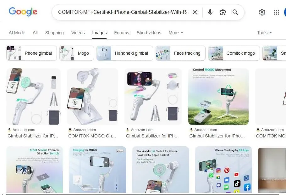 Google Search Results for COMITOK MOGO iPhone Gimbal