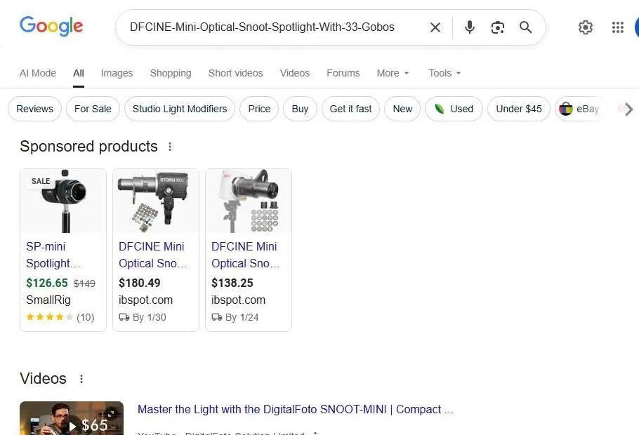 Google Search Results for DFCINE Mini Optical Snoot