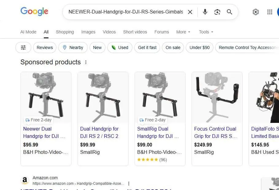 Google search results for DJI gimbal dual handgrips