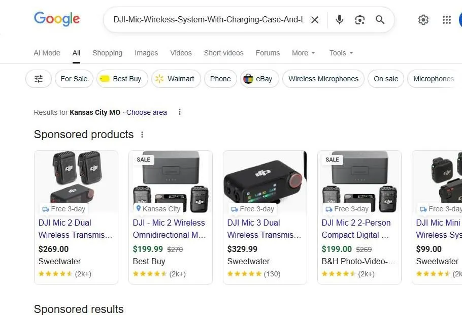 Google Search Results for DJI Wireless Microphone Systems