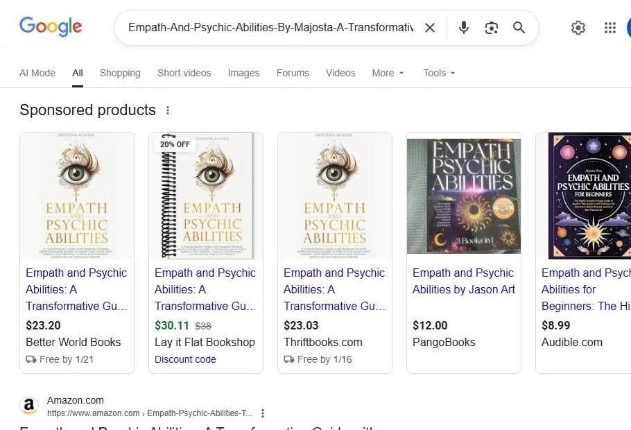 Google Search Results for Empath and Psychic Abilities Books