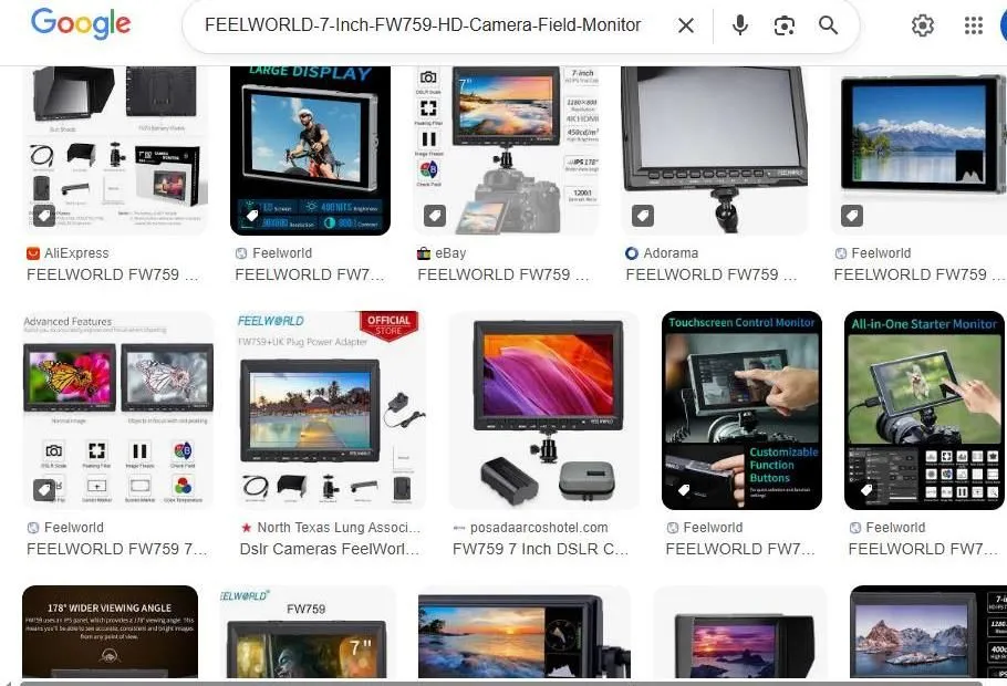 Google Search Results for Feelworld Camera Monitor