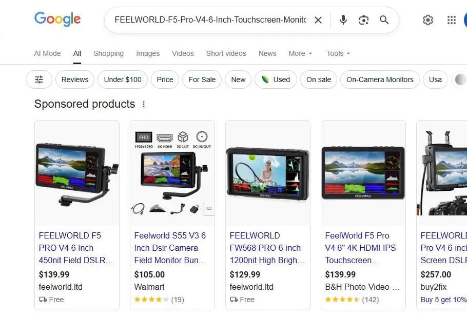 Google Search Results for Feelworld Camera Monitors