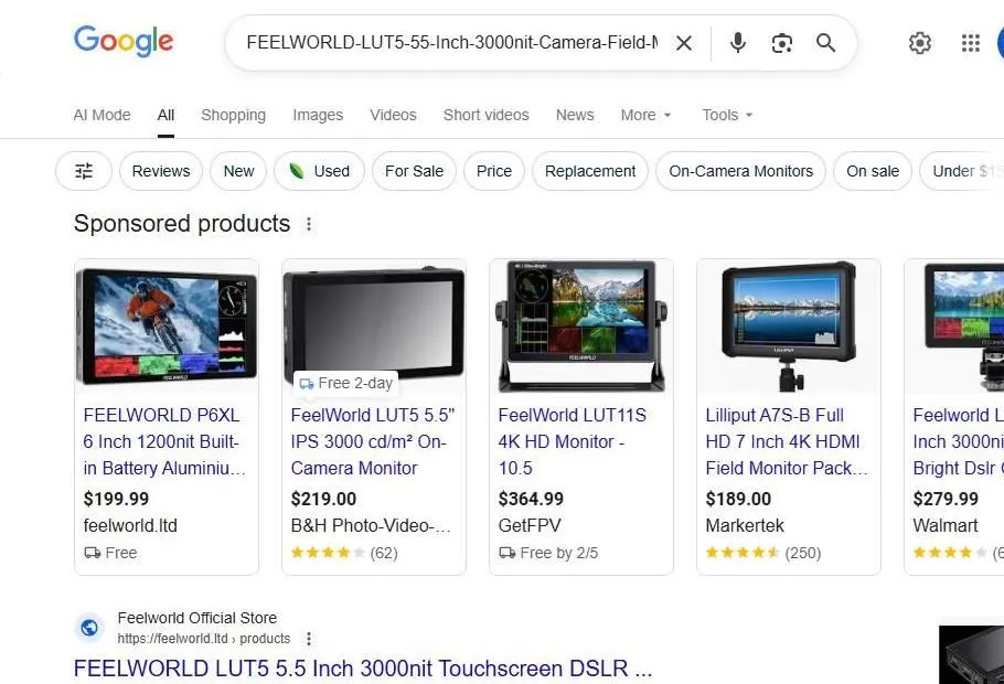 Google Search Results for Feelworld Camera Monitors