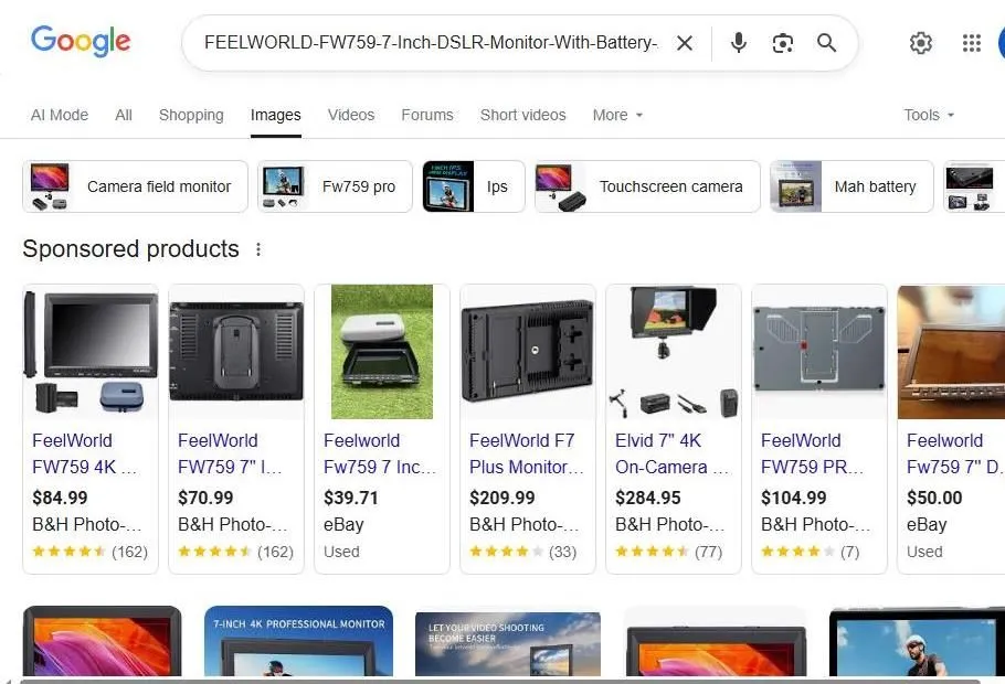 Google Search Results for FeelWorld FW759 DSLR Monitor