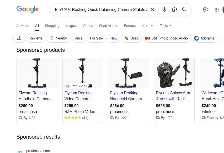 Google Search Results for Flycam Redking Camera Stabilizer