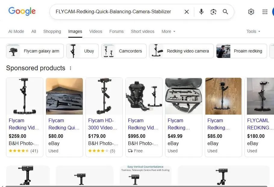 Google Search Results for Flycam Redking Camera Stabilizer