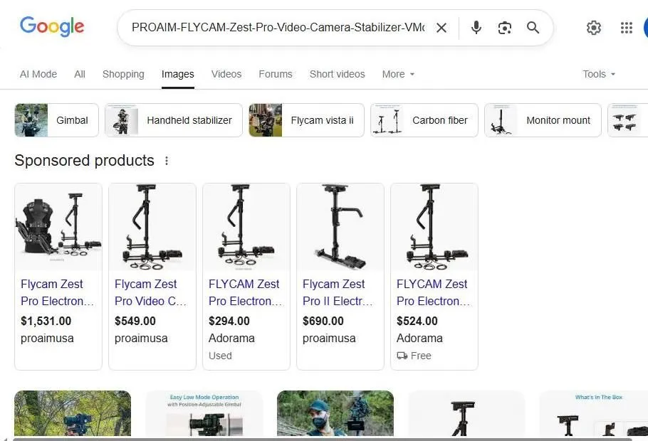 Google Search Results for Flycam Zest Pro Camera Stabilizer