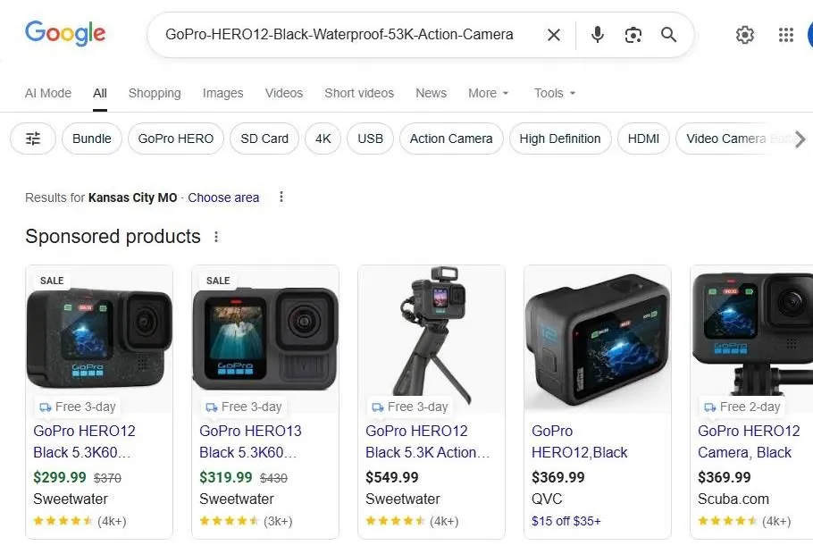 Google Search Results for GoPro HERO12 Black