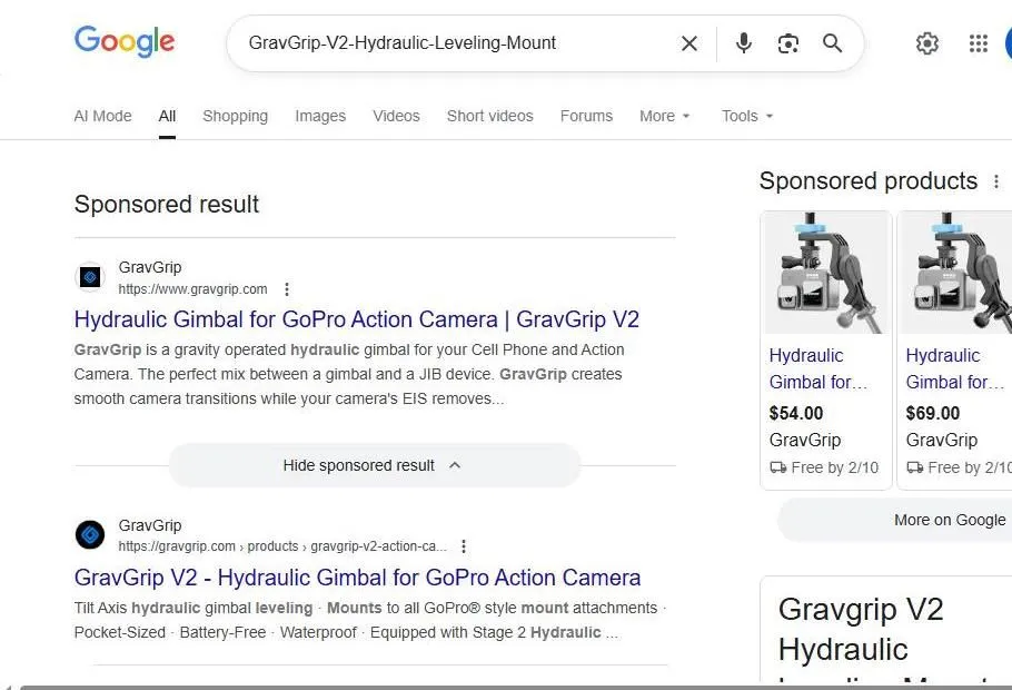 Google Search Results for GravGrip V2 Hydraulic Gimbal