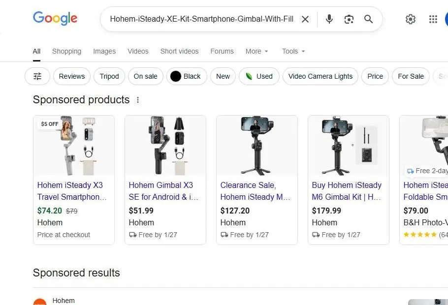 Google Search Results for Hohem Gimbal Products