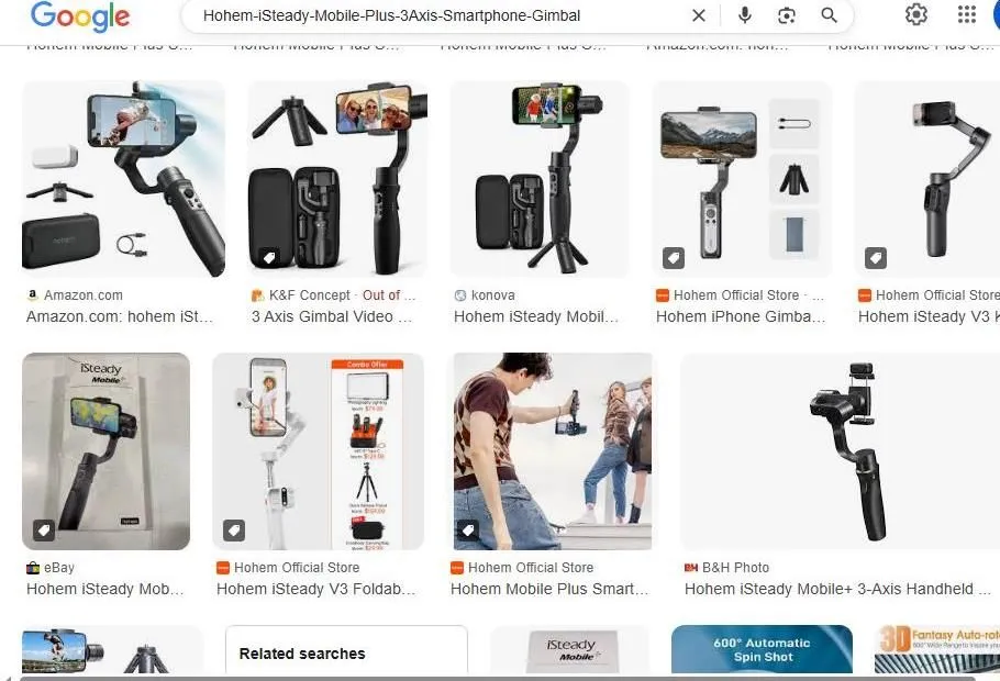 Google Search Results for Hohem iSteady Mobile Plus Smartphone Gimbal