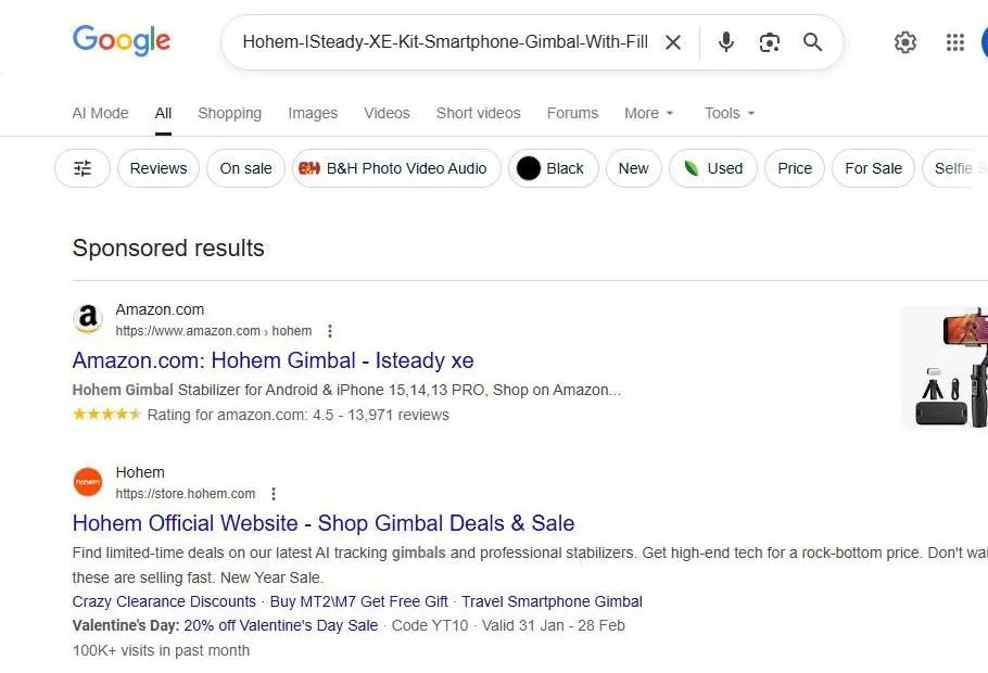 Google Search Results for Hohem iSteady XE Gimbal
