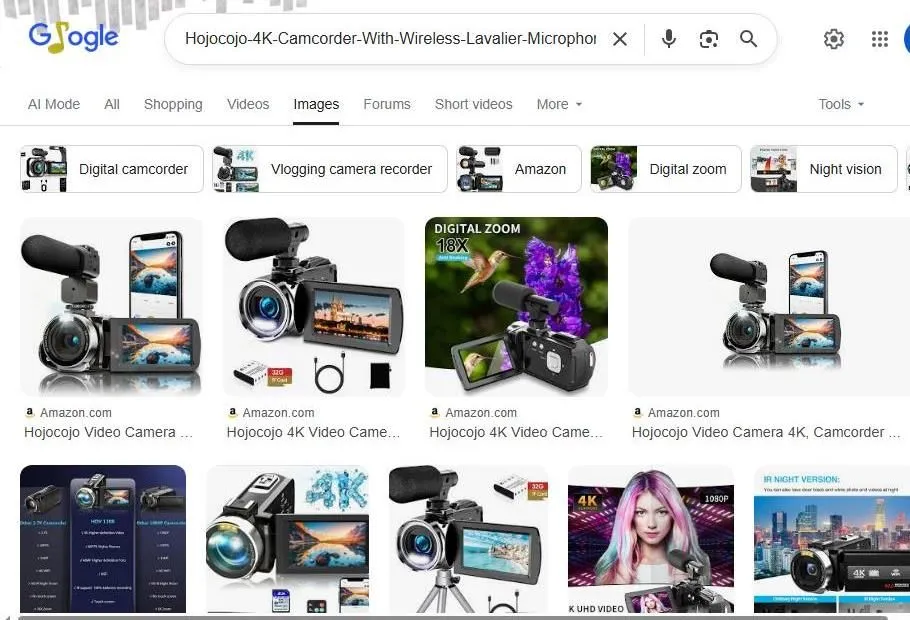 Google Search Results for Hojocojo 4K Camcorder